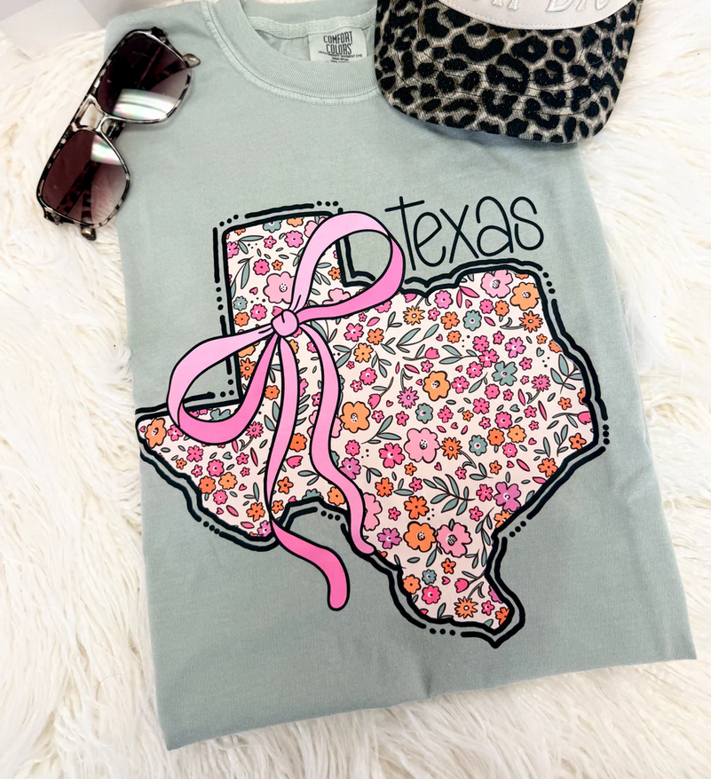 Floral Texas Bow Tee - Southern Belle Boutique