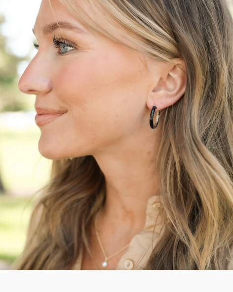 Eclipse Hoop Earrings - Black Gold - Southern Belle Boutique