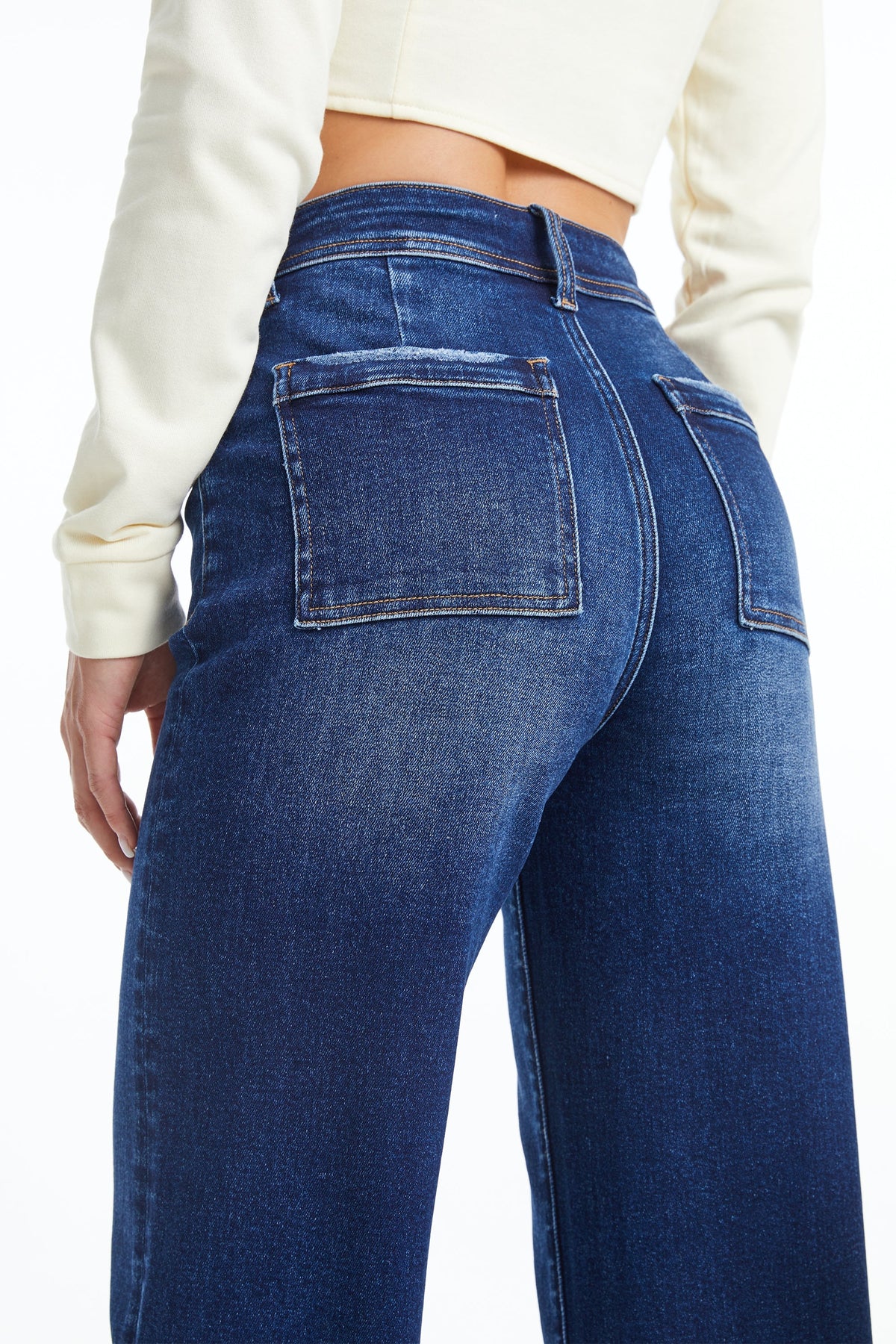 High Rise Wide Leg Jeans - Dark Blue