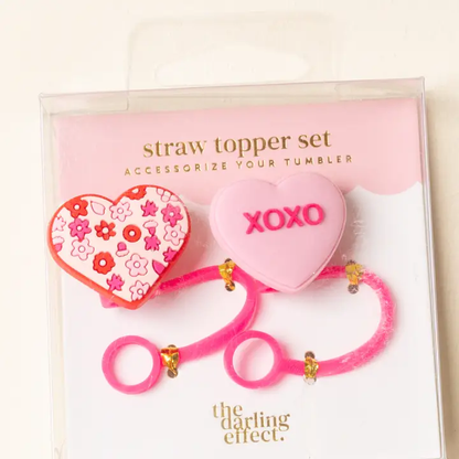 Straw Topper Set-Hugs & Kisses