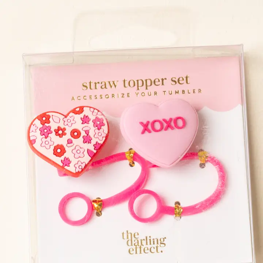 Straw Topper Set-Hugs & Kisses