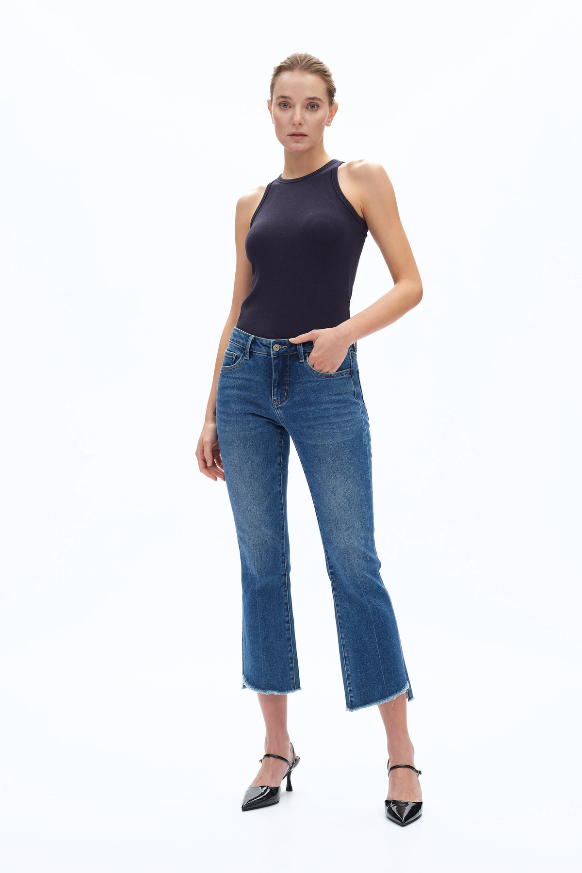 Bayeas MidRise Crop Stepped Hem Jeans - Freeloop - Southern Belle Boutique