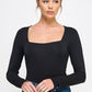 Black Square Neck LS Bodysuit