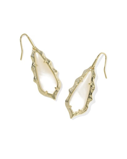 Adriana Scallop Frame Drop Earrings - Gold Natural Mother Of Pearl - Southern Belle Boutique