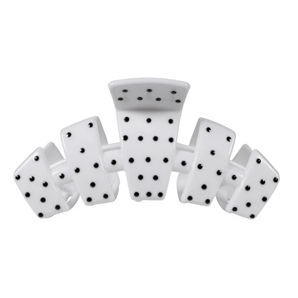 Classic Large Claw Clip - White Polka Dot Party