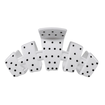 Classic Large Claw Clip - White Polka Dot Party