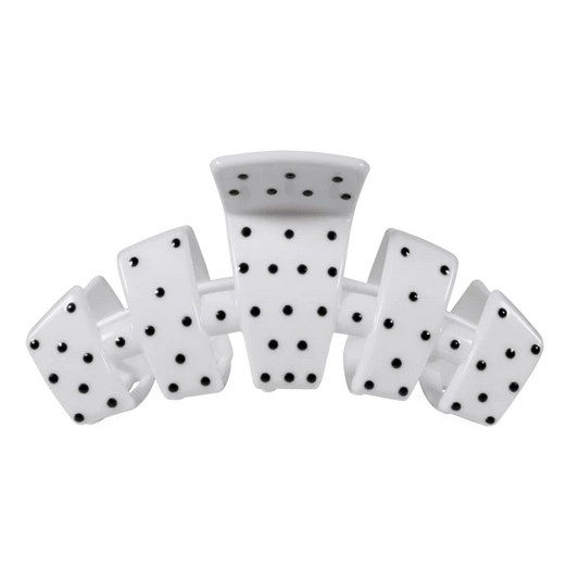 Classic Large Claw Clip - White Polka Dot Party
