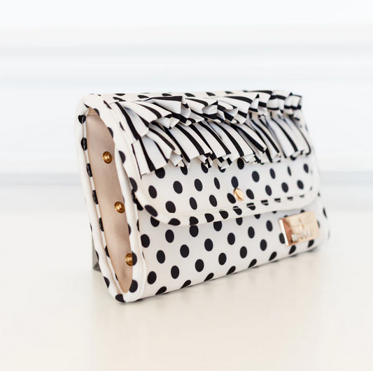 Ruffled Jewelry Fold - Black Polka Stripe - Southern Belle Boutique