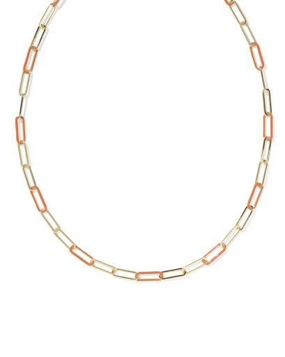 Ainsley Convertible Chain Necklace Gold - Dark Orange Enamel