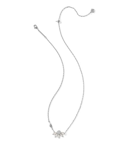 Anya Flower Short Pendant Necklace - Silver Ivory Mix - Southern Belle Boutique