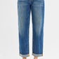 Risen Mid Rise Boyfriend Roll Up Jeans - Dark - Southern Belle Boutique