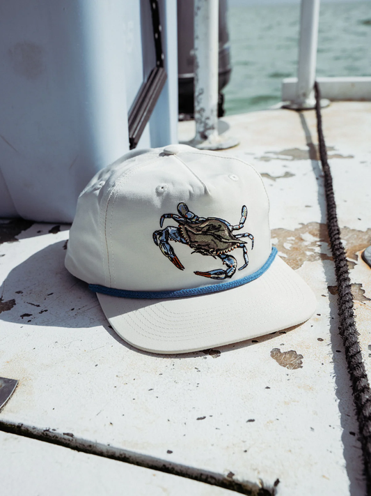 Blue Crab Hat - Ivory - Southern Belle Boutique