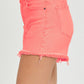 Tummy Control High Rise Frey Hem Shorts - Coral - Southern Belle Boutique