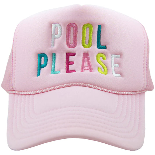 Pool Please Lt Pink Trucker Hat - Southern Belle Boutique