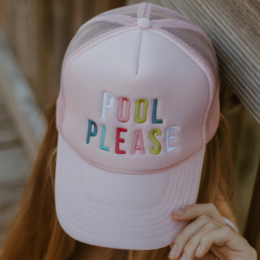 Pool Please Lt Pink Trucker Hat - Southern Belle Boutique