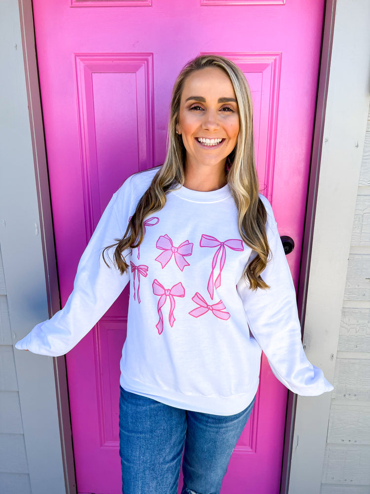 Pink Bow Sweatshirt - PreOrder - Southern Belle Boutique