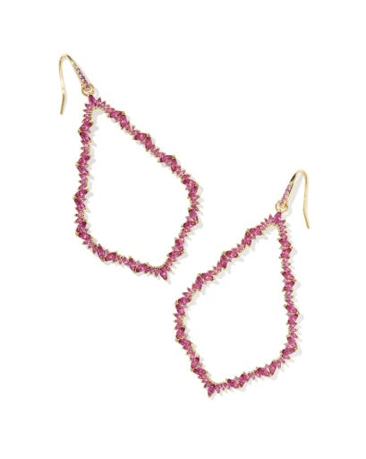 Sophee Crystal Open Frame Earrings - Gold Pink Crystal