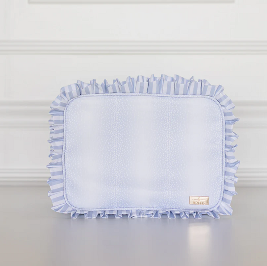 Blue Fawn Ruffled Nylon XL Pouch - Southern Belle Boutique