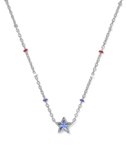 Mini Cassidy Short Pendant Necklace Silver Cobalt Blue Illusion - Southern Belle Boutique