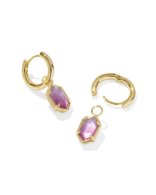Hallie Huggie Earrings Gold Purple Watercolor Illusion - Southern Belle Boutique