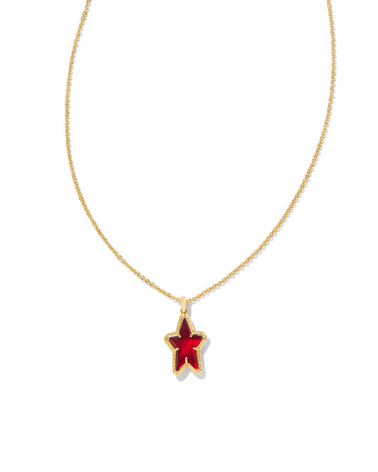 Ada Star Short Pendant Necklace - Gold Red Illusion - Southern Belle Boutique