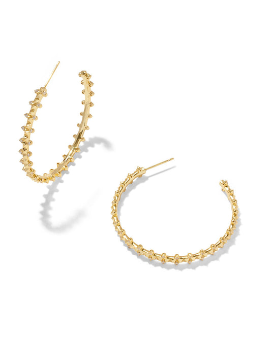 Jada Hoop Earrings Gold White Crystal - Southern Belle Boutique