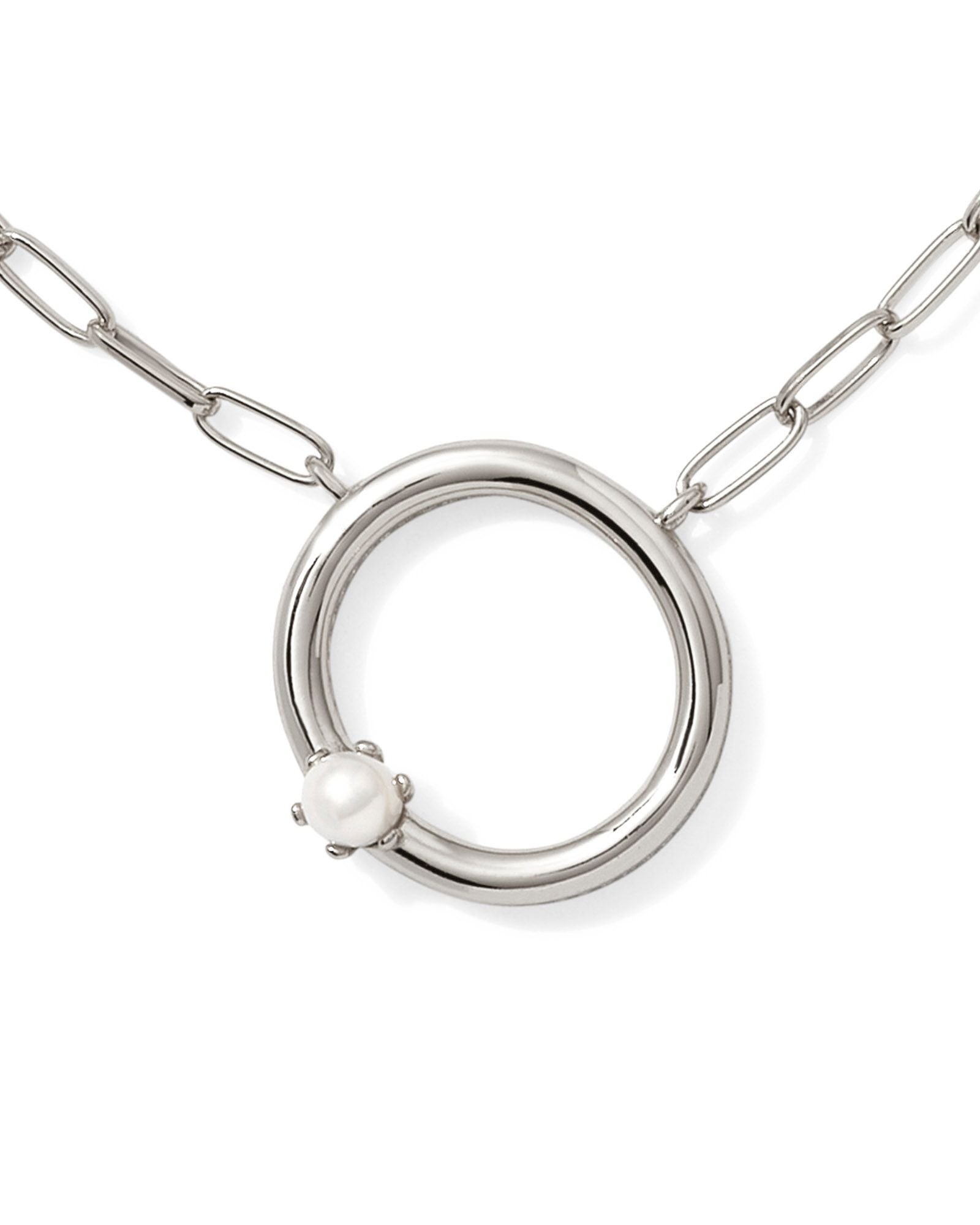 Pearl Initial O Short Pendant Necklace - Silver - Southern Belle Boutique