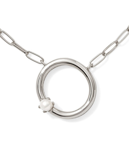 Pearl Initial O Short Pendant Necklace - Silver - Southern Belle Boutique