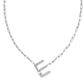 Pearl Letter E Short Pendant Necklace - Silver