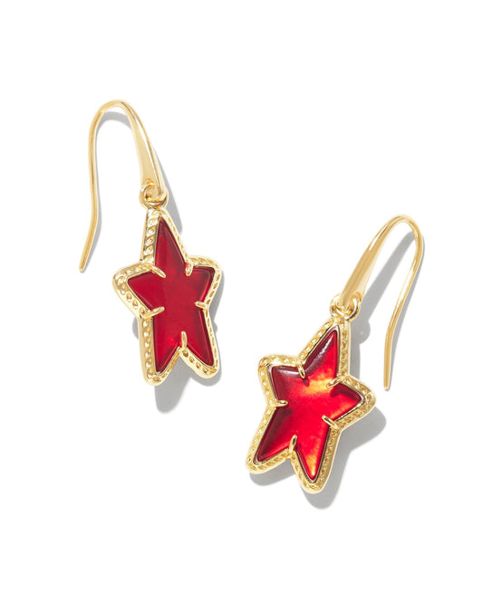 Ada Star Small Drop Earrings - Gold Red Illusion - Southern Belle Boutique