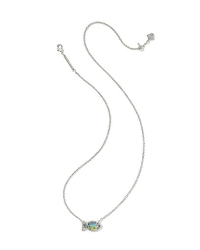 Parker Fish Short Pendant Necklace Silver Abalone Shell - Southern Belle Boutique