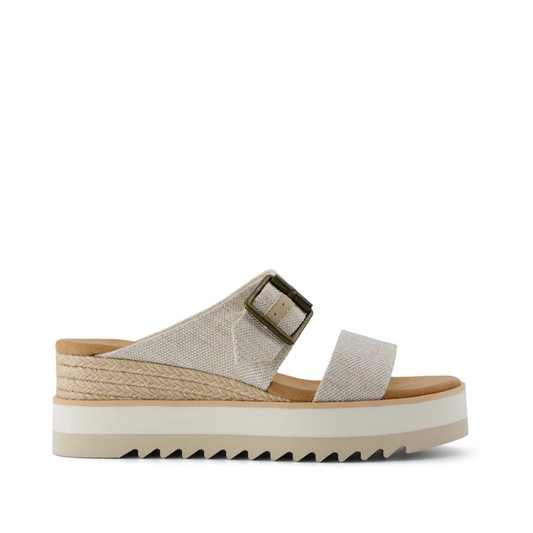 Diana Mule Buckle Wedge Sandal - Natural