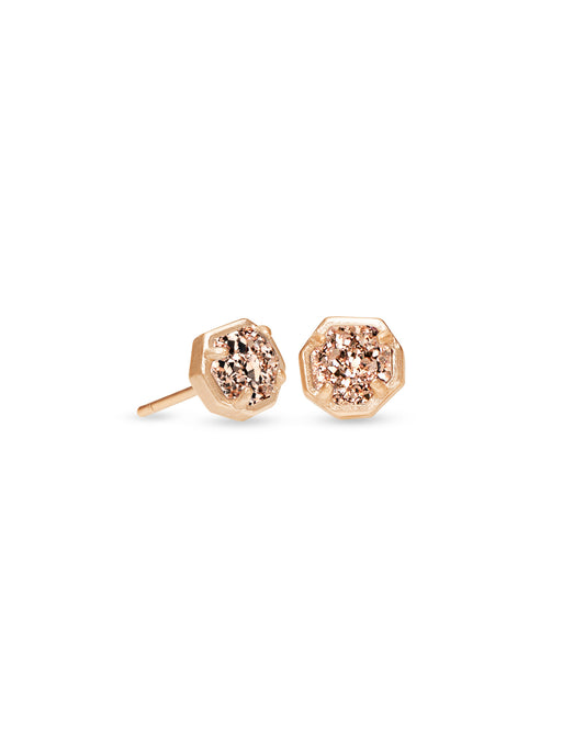 Nola Stud Earrings Rose Gold Rose Gold Drusy