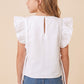 Blue Helmet And Bow Patched Ruffled Tank