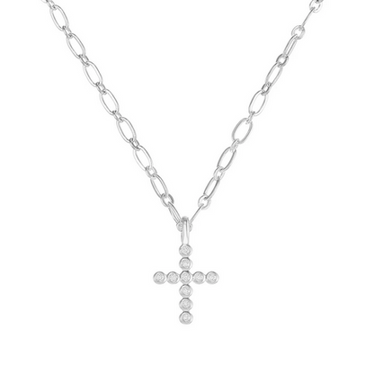 Legacy Cross Drop Necklace - Silver - Southern Belle Boutique