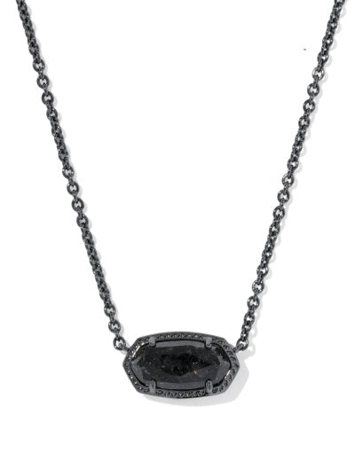 Elisa Boo Short Pendant Necklace - Gunmetal Black Granite - Southern Belle Boutique