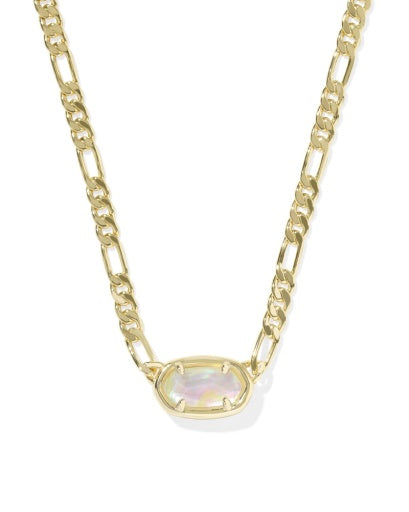 Elisa Figaro Chain Short Pendant Necklace Gold Iridescent Abalone - Southern Belle Boutique