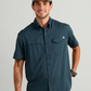 Tide Point Short Sleeve Button-Down - Sea Storm - Southern Belle Boutique