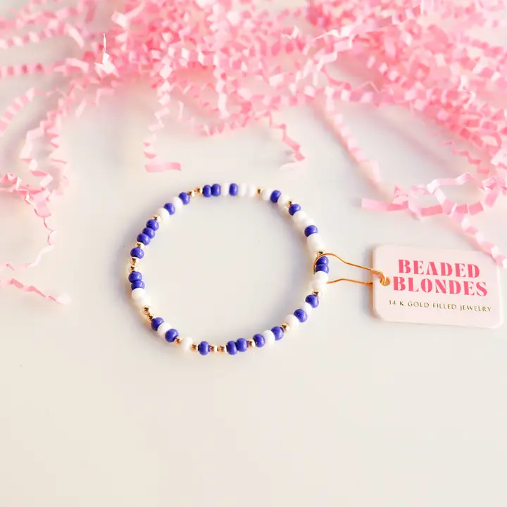 Blue & White Game Day Sprinkle Bracelet - 6.75"