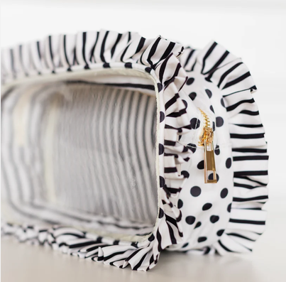 Ruffled Nylon Large Clear Pouch - Polka Stripe - Southern Belle Boutique