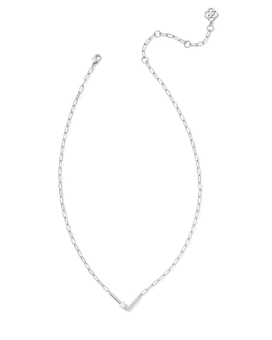 Pearl Initial L Short Pendant Necklace - Silver - Southern Belle Boutique