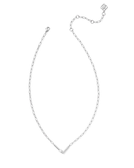 Pearl Initial L Short Pendant Necklace - Silver - Southern Belle Boutique