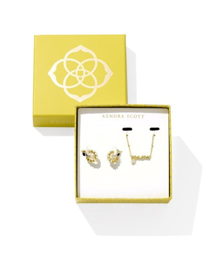 Mama & Cailin Gift Set Gold White Crystal - Southern Belle Boutique