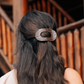 Medium Flat Round Hair Clip - Brown Crocodile