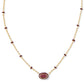 Mini Elisa Enamel Frame Short Pendant Necklace Gold Maroon Magnesite