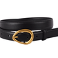 Basic Black Leather Belt w/Gold Buckle