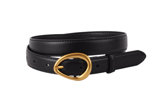 Basic Black Leather Belt w/Gold Buckle
