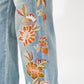 Flower Embroidery High Waist Flare Jean - Southern Belle Boutique