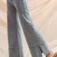 Mid Rise Flare Jean w/Split Cuff - Pearl Embellishment