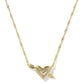 Ari Heart Arrow Short Pendant Necklace - Gold Pink Opalescent Resin